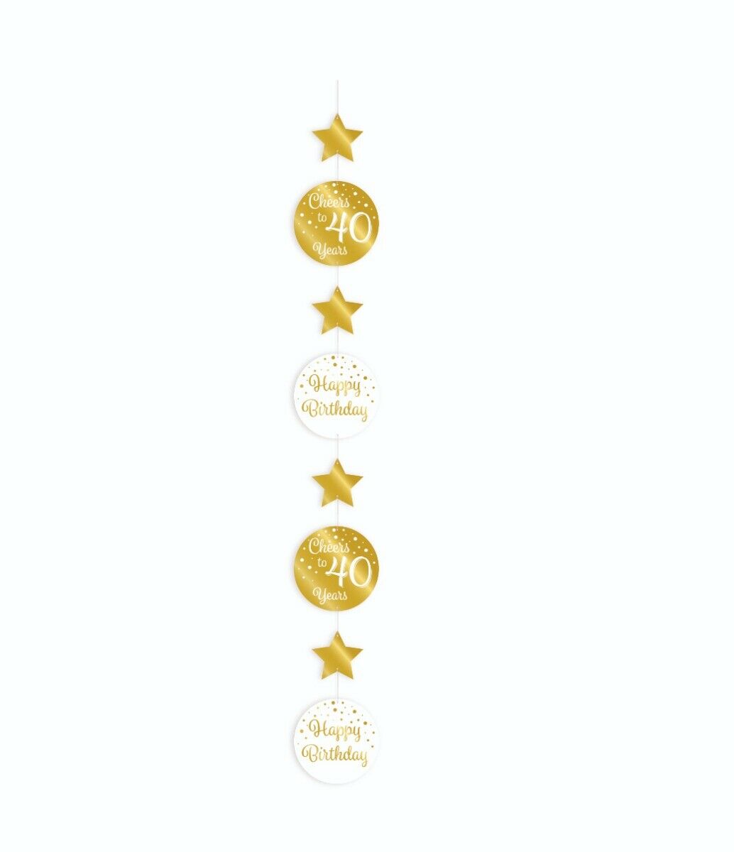 Hangdecoratie goud/wit 40 jaar | 1,2m