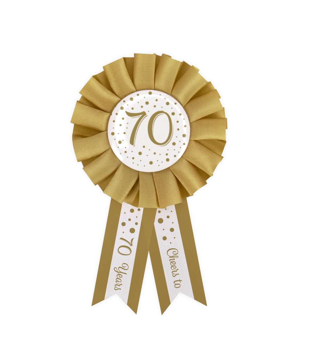 Rozet goud/wit 70 jaar