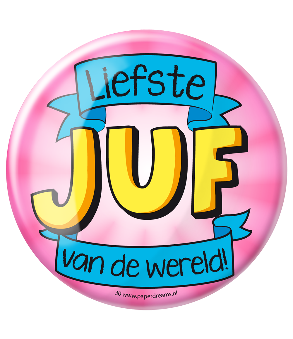 Button XL Juf | Happy 10cm