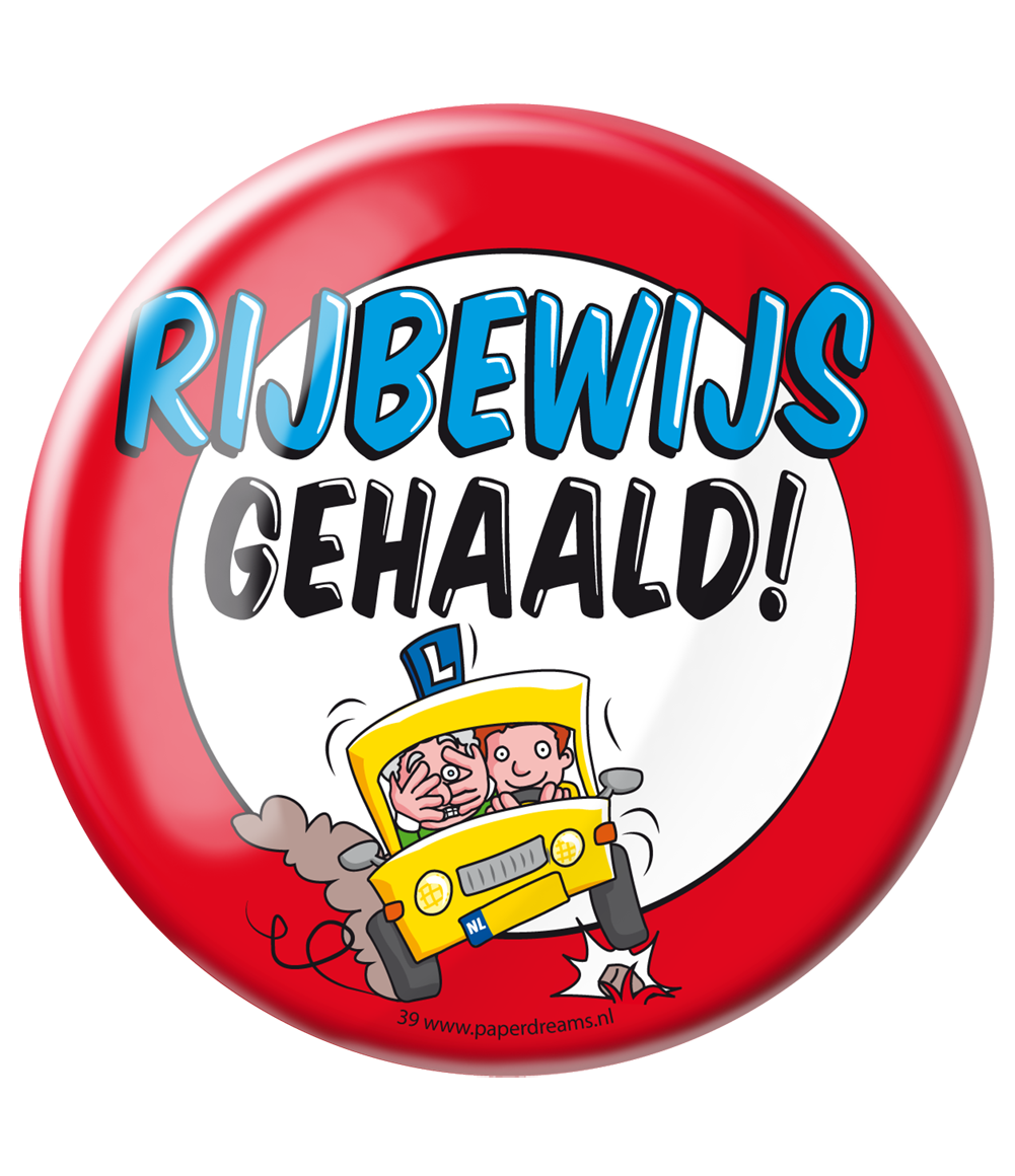 Button XL Rijbewijs | Happy 10cm