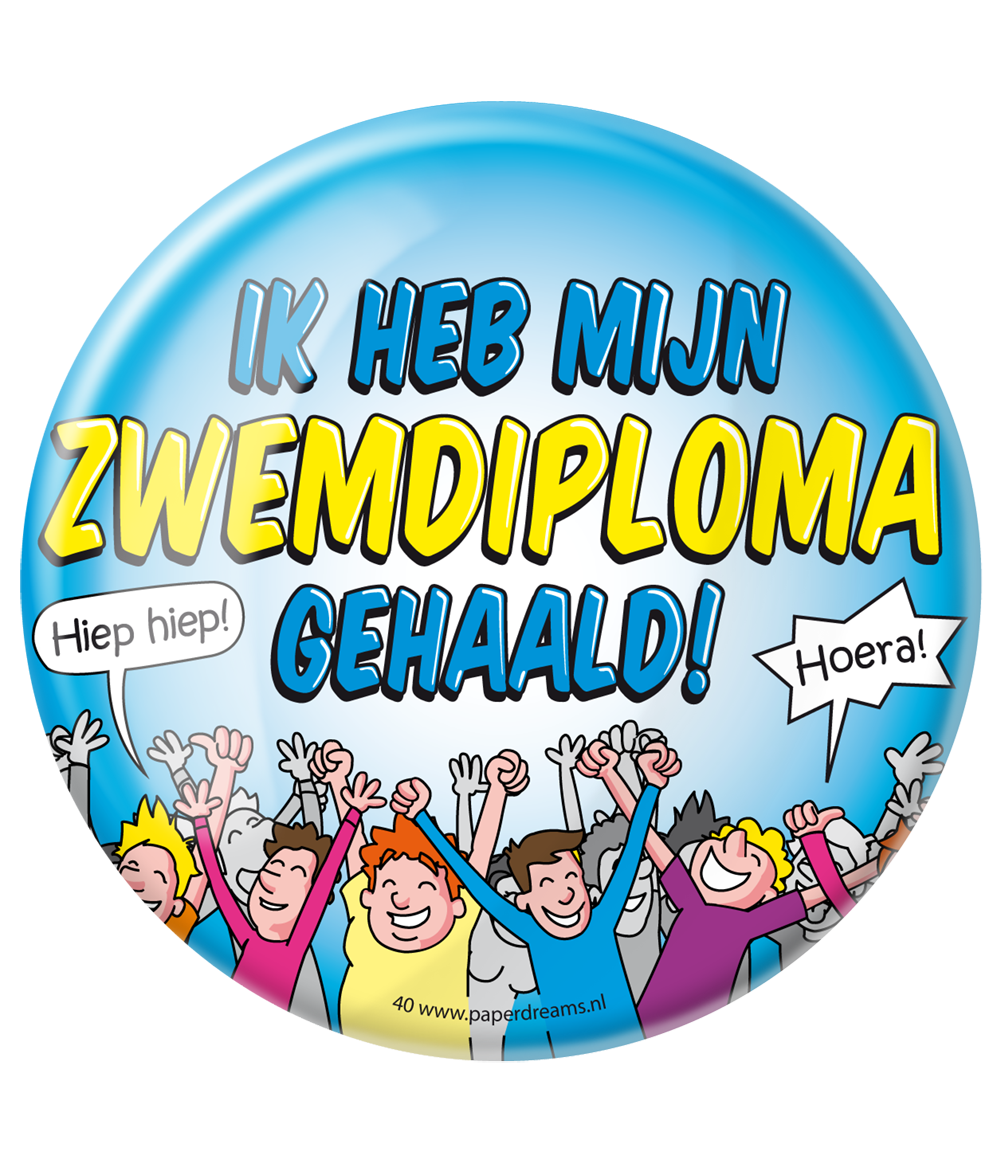 Button XL Zwemdiploma | Happy 10cm
