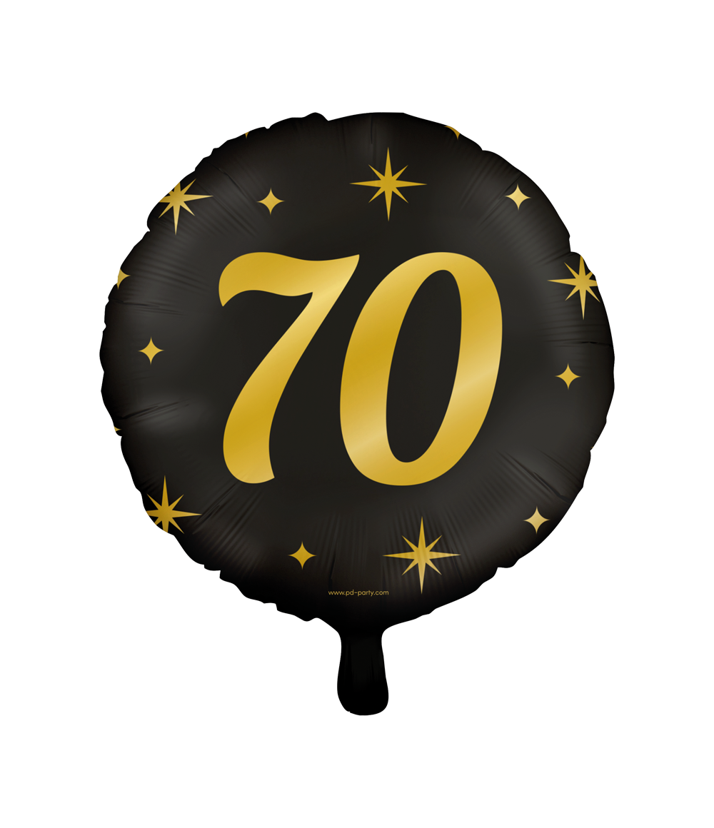 Folieballon 70 jaar | Goud/zwart 45cm