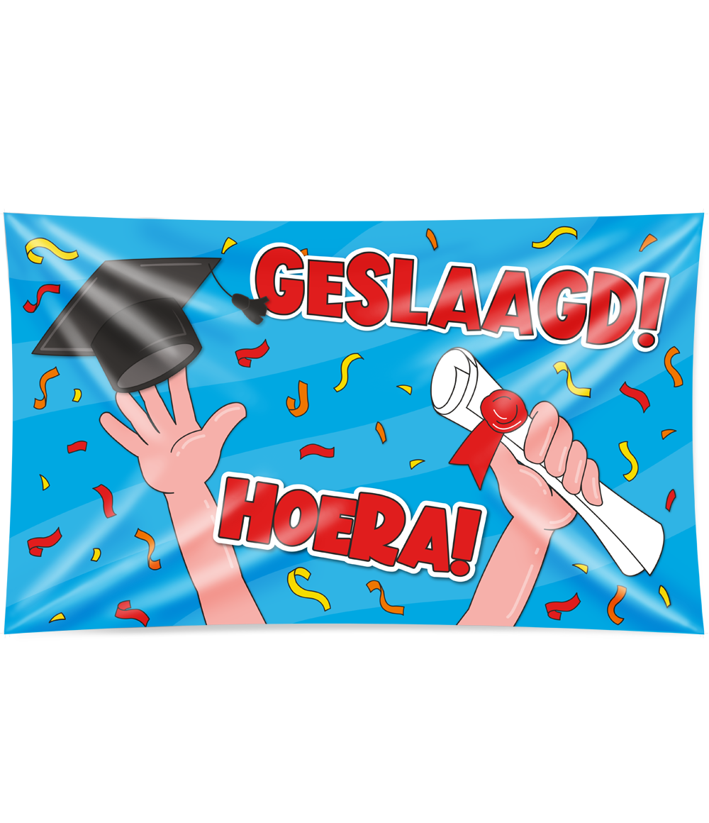 XXL Gevelvlag Geslaagd | Happy 150cm