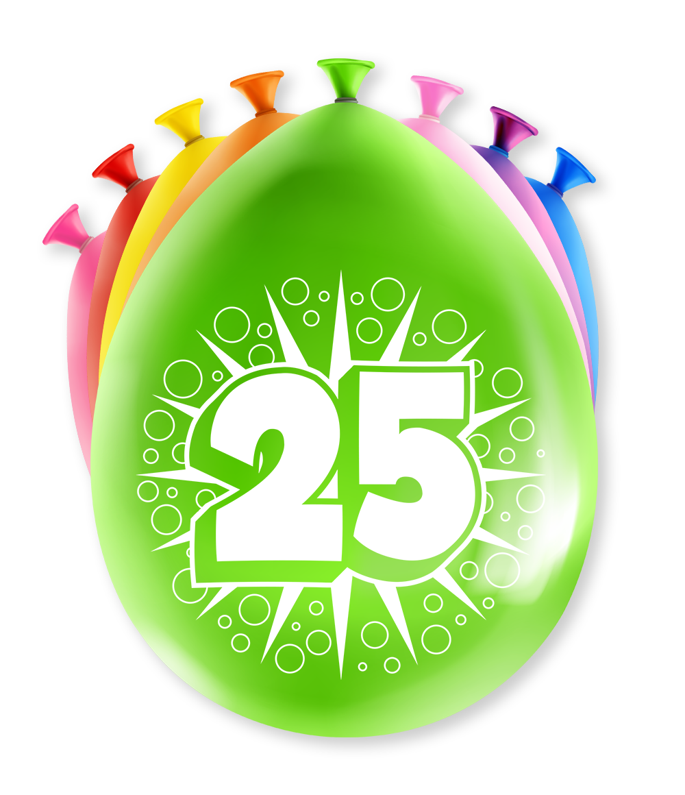 Ballonnen Happy 25 jaar! (8 stuks)