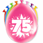 Ballonnen Happy 75 jaar! (8 stuks)
