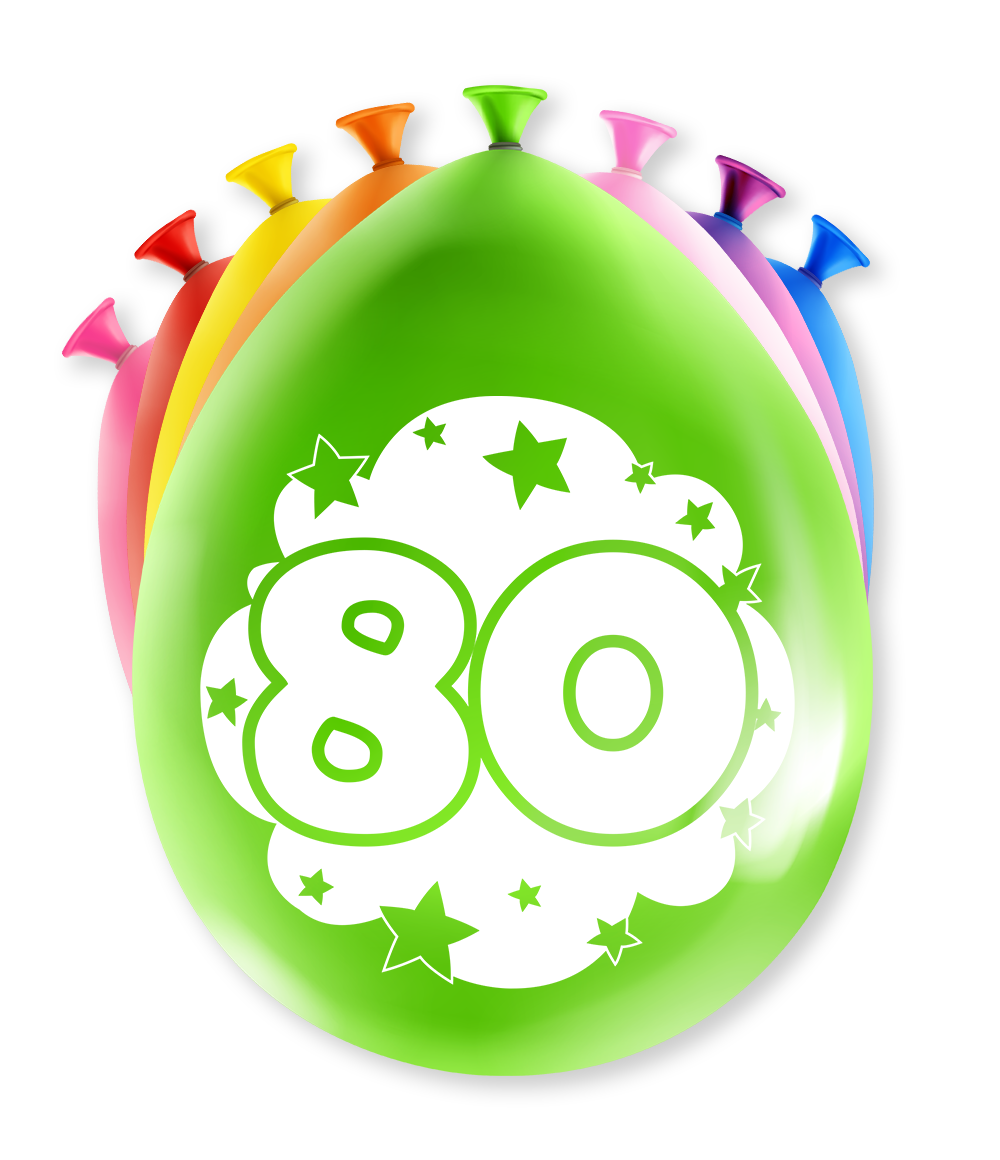 Ballonnen Happy 80 jaar! (8 stuks)