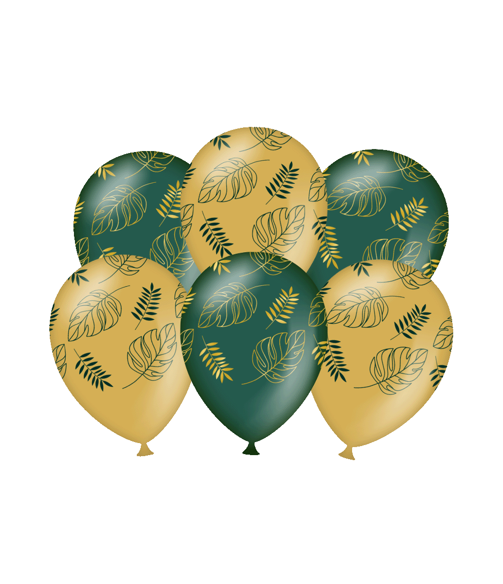 Jungle ballonnen Goud/groen 6 stuks
