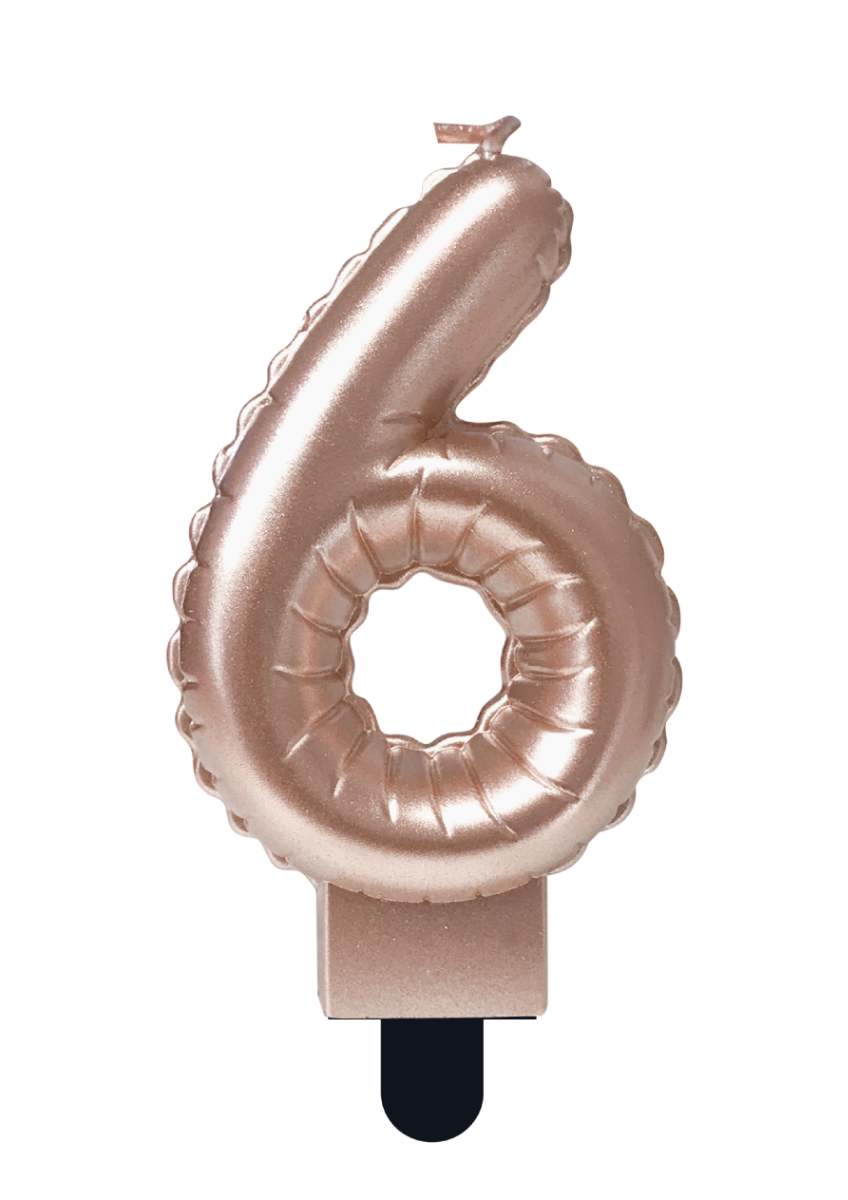 Taartkaars folie ballon rosé 6 jaar | 10cm
