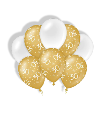 Ballon goud/wit 30 jaar feest versiering