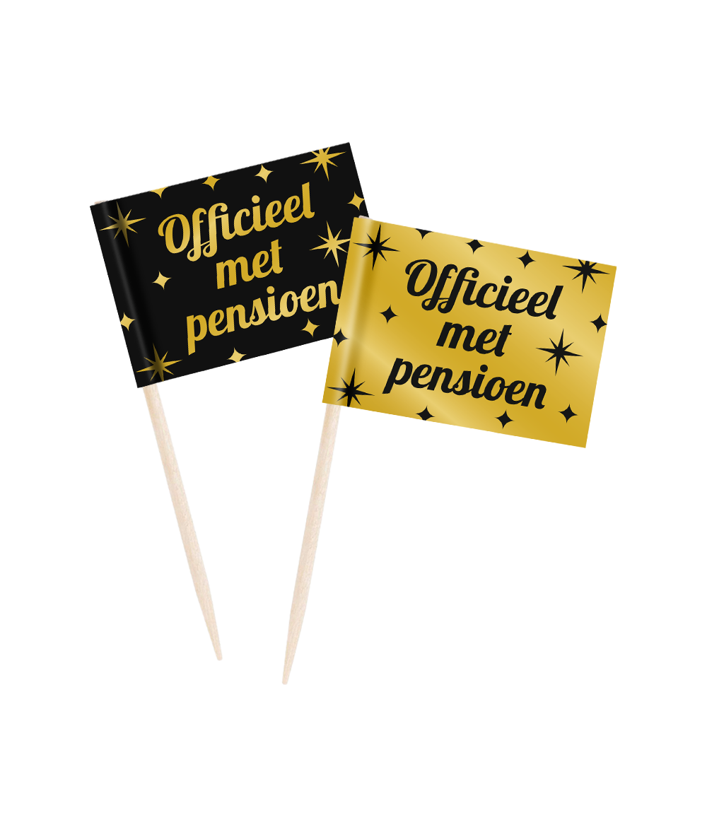 Pensioen Cocktailprikkers Goud/zwart | 50 stuks
