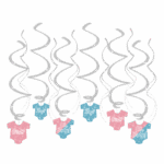 Hangdecoratie Swirl Gender reveal 6 stuks