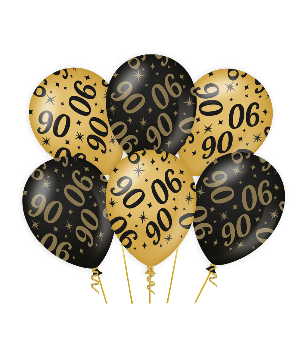 Ballonnen 90 jaar Goud/zwart