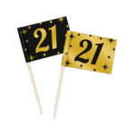 21 jaar feestdecoratie, classy party goud zwart cocktailprikkers 21 jaar