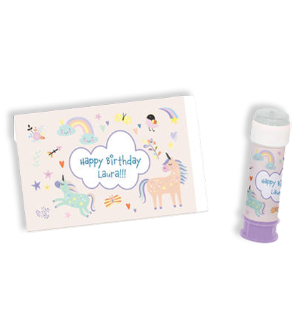 Bellenblaas Sticker Unicorns and Rainbows verjaardag