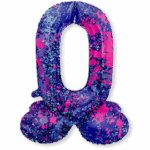 Staande Folieballon Cijfer 0 | Paint Splash Neon