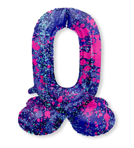 Staande Folieballon Cijfer 0 | Paint Splash Neon