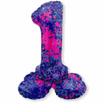 Staande Folieballon Cijfer 1 | Paint Splash Neon