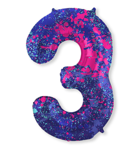 Folieballon Cijfer 3 | Paint Splash Neon