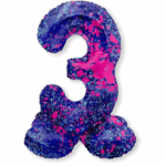 Staande Folieballon Cijfer 3 | Paint Splash Neon