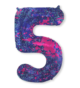 Folieballon Cijfer 5 | Paint Splash Neon