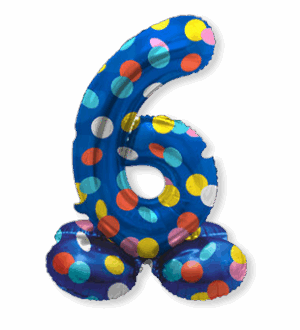 Staande Folieballon Cijfer 6 | Colorful Dots