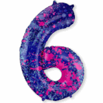 Folieballon Cijfer 6 | Paint Splash Neon