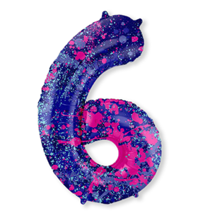 Folieballon Cijfer 6 | Paint Splash Neon