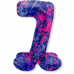 Staande Folieballon Cijfer 7 | Paint Splash Neon