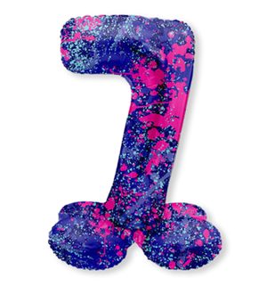Staande Folieballon Cijfer 7 | Paint Splash Neon