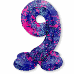 Staande Folieballon Cijfer 9 | Paint Splash Neon