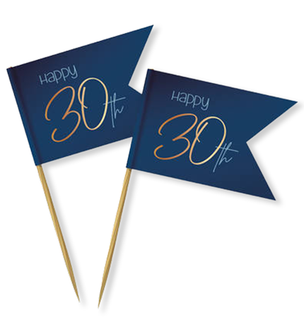 Cocktailprikkers 30 jaar verjaardag Feest Tafel decoratie Elegant True Blue