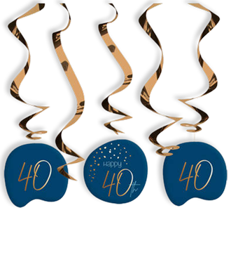 40 jaar Swirl Elegant True Blue feestversiering