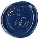 Wegwerp bordjes 60 jaar verjaardag Feest Tafel decoratie Elegant True Blue