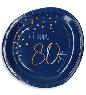 Wegwerp bordjes 80 jaar verjaardag Feest Tafel decoratie Elegant True Blue