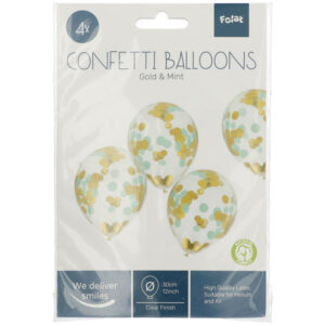 Confetti Ballonnen Goud & Mint | 30cm/4st. - Afbeelding 2