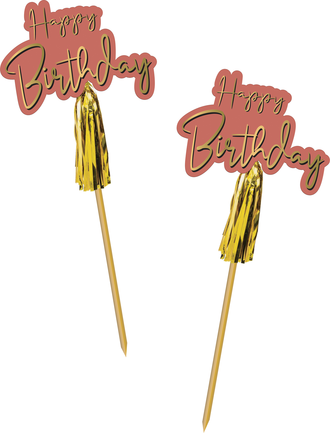 Cocktail prikkers "Happy Birthday" Golden Dusk 12 stuks