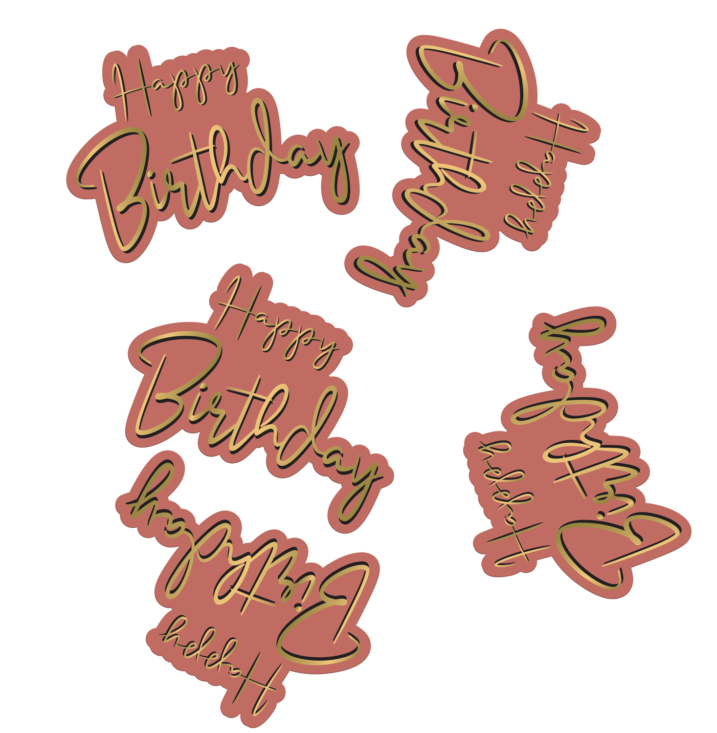 Tafelconfetti "Happy Birthday" Golden Dusk - 45 stuks