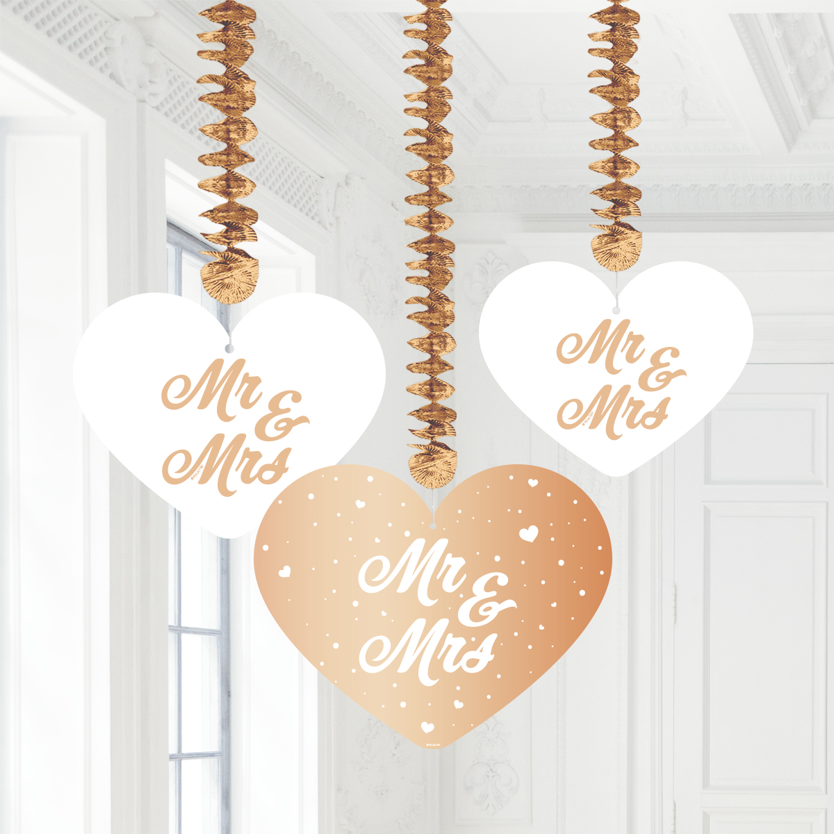 Bruiloft Hangdecoratie "Mr. & Mrs." | Rosé Goud/3st.