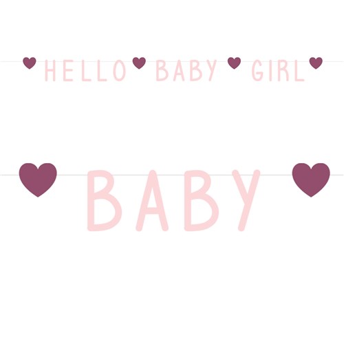 Letterslinger Geboorte 'Hello baby girl' Roze | 2,5m