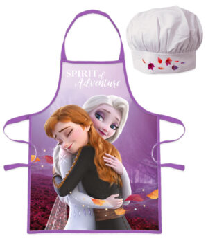 Disney Frozen paars kinderschort met koksmuts set