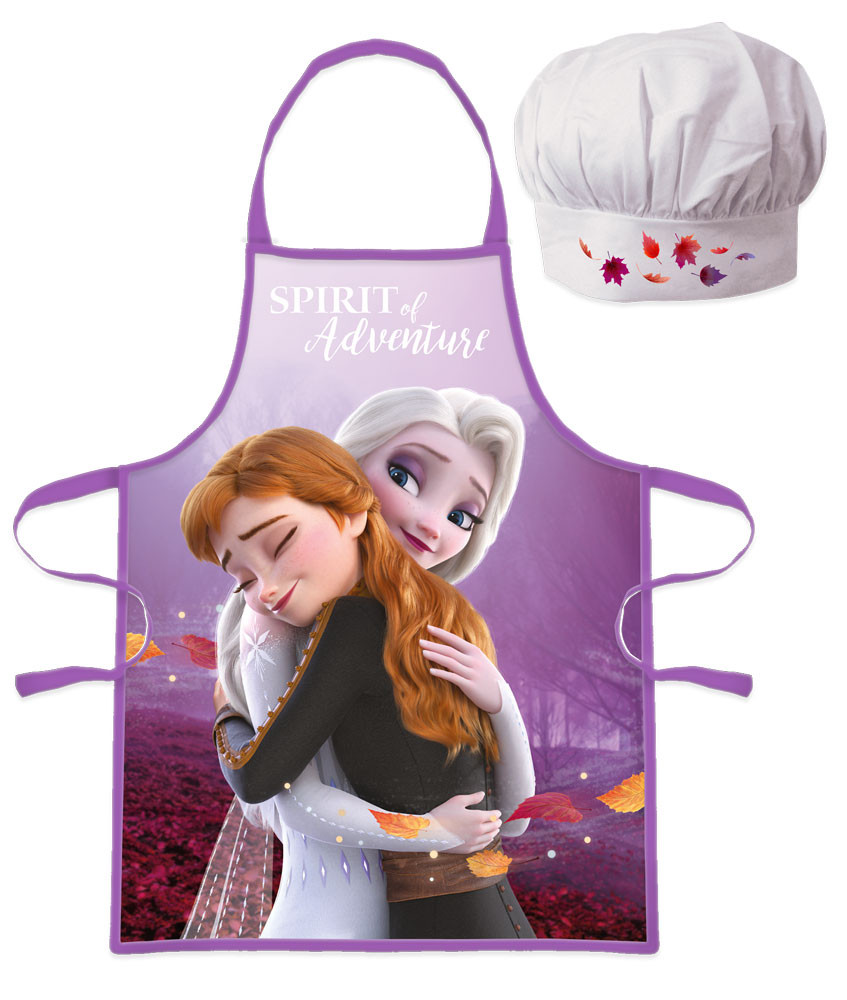Disney Frozen paars kinderschort met koksmuts set