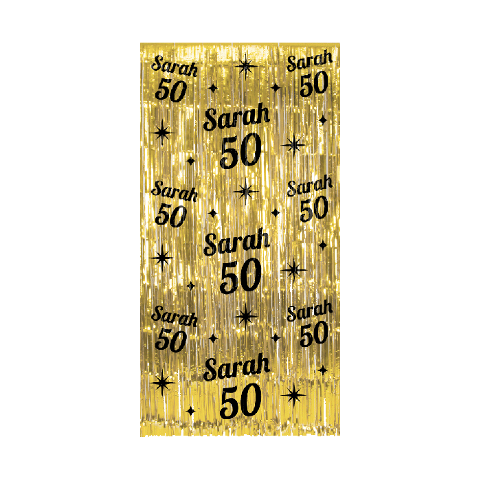 Sarah 50 jaar deurgordijn goud metallic